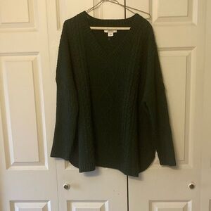 Natural Reflections green cable knit women’s sweater cozy campfire NWOT
